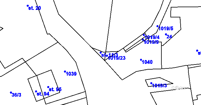 Parcela st. 11/3 v KÚ Osek u Vodokrt, Katastrální mapa