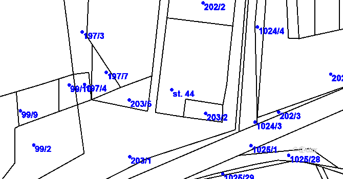 Parcela st. 44 v KÚ Osek u Vodokrt, Katastrální mapa