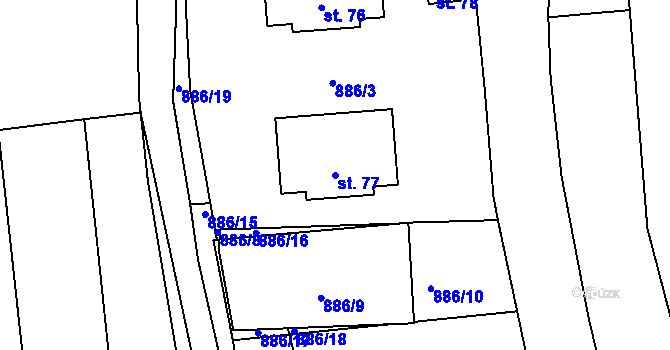Parcela st. 77 v KÚ Osek u Vodokrt, Katastrální mapa
