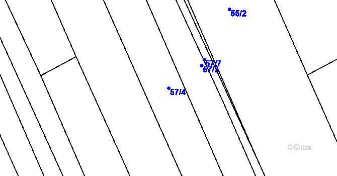 Parcela st. 57/4 v KÚ Osek u Vodokrt, Katastrální mapa