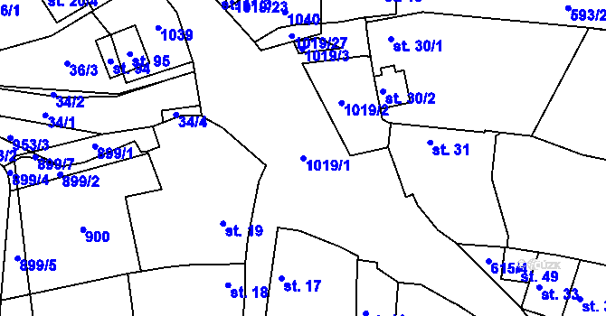 Parcela st. 1019/1 v KÚ Osek u Vodokrt, Katastrální mapa