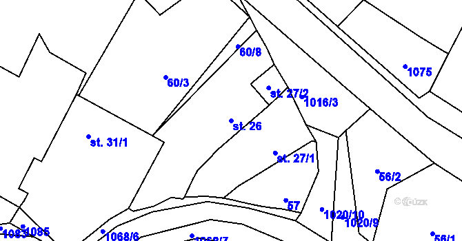 Parcela st. 26 v KÚ Vodokrty, Katastrální mapa