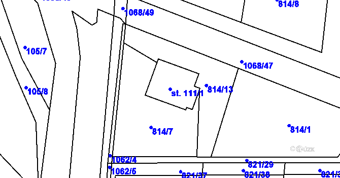 Parcela st. 111/1 v KÚ Vodokrty, Katastrální mapa