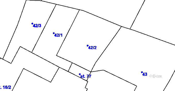 Parcela st. 42/2 v KÚ Vodokrty, Katastrální mapa