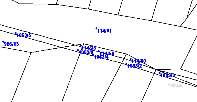 Parcela st. 114/58 v KÚ Vodokrty, Katastrální mapa