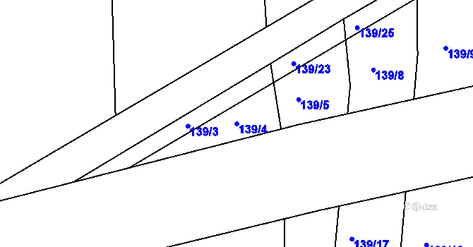 Parcela st. 139/4 v KÚ Vodokrty, Katastrální mapa