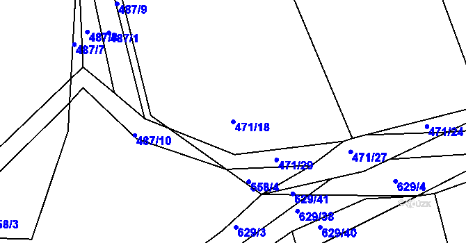Parcela st. 471/18 v KÚ Vodokrty, Katastrální mapa