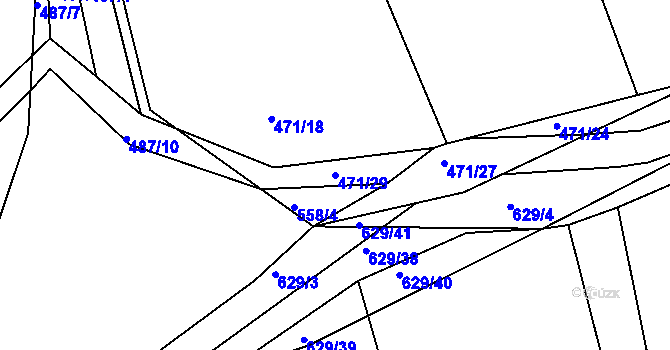 Parcela st. 471/29 v KÚ Vodokrty, Katastrální mapa