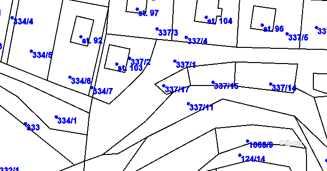 Parcela st. 337/17 v KÚ Vodokrty, Katastrální mapa