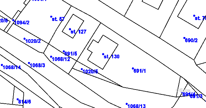Parcela st. 130 v KÚ Vodokrty, Katastrální mapa