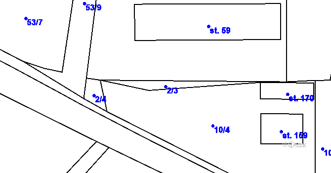 Parcela st. 2/3 v KÚ Vohančice, Katastrální mapa