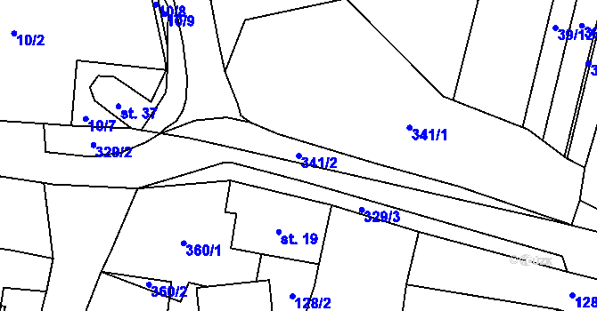 Parcela st. 341/2 v KÚ Vohančice, Katastrální mapa