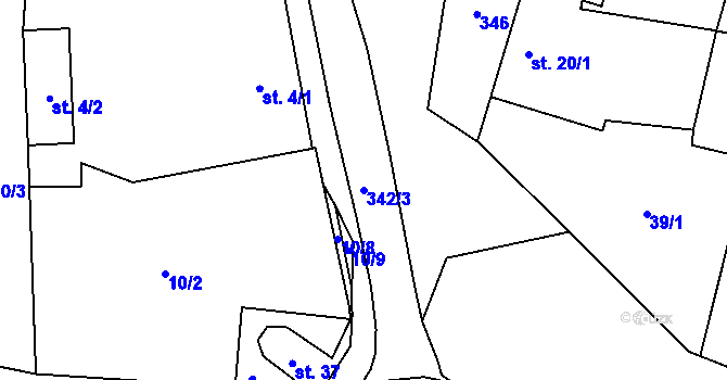 Parcela st. 342/3 v KÚ Vohančice, Katastrální mapa