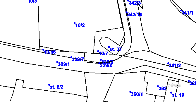Parcela st. 10/7 v KÚ Vohančice, Katastrální mapa