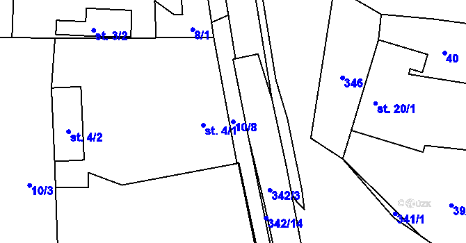Parcela st. 10/8 v KÚ Vohančice, Katastrální mapa
