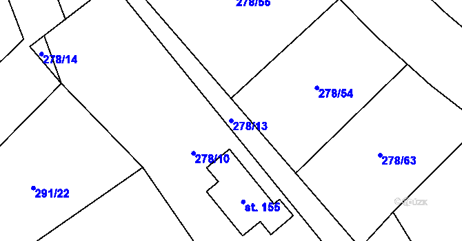 Parcela st. 278/13 v KÚ Vohančice, Katastrální mapa