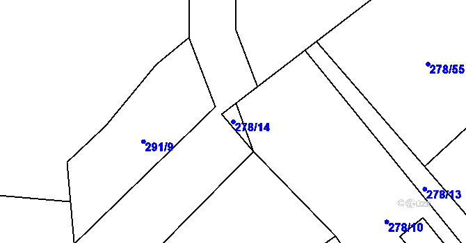 Parcela st. 278/14 v KÚ Vohančice, Katastrální mapa