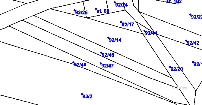 Parcela st. 92/46 v KÚ Vohančice, Katastrální mapa