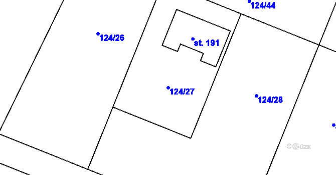 Parcela st. 124/27 v KÚ Vohančice, Katastrální mapa
