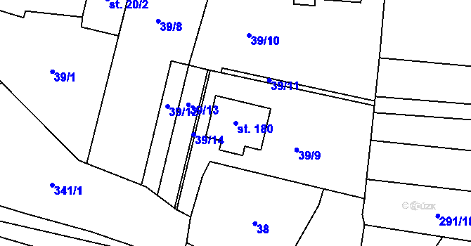 Parcela st. 180 v KÚ Vohančice, Katastrální mapa