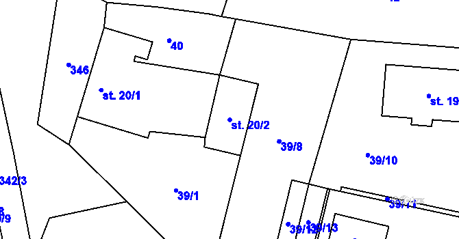Parcela st. 20/2 v KÚ Vohančice, Katastrální mapa