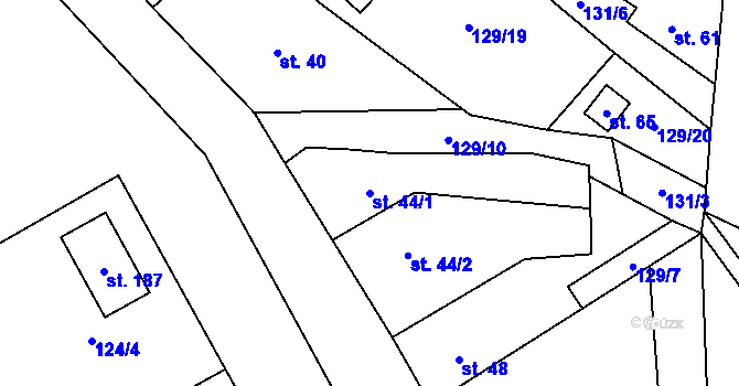 Parcela st. 44/1 v KÚ Vohančice, Katastrální mapa