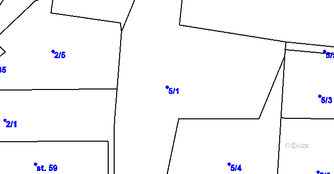 Parcela st. 5/1 v KÚ Vohančice, Katastrální mapa
