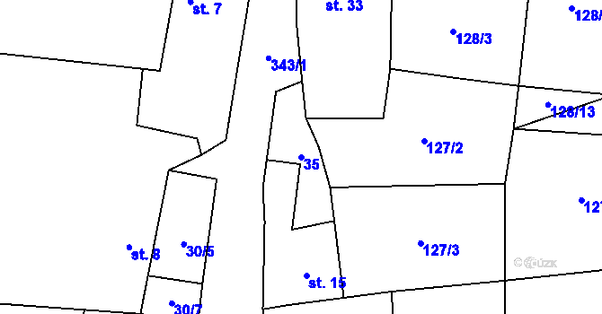 Parcela st. 35 v KÚ Vohančice, Katastrální mapa