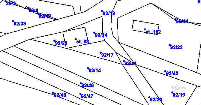 Parcela st. 92/17 v KÚ Vohančice, Katastrální mapa