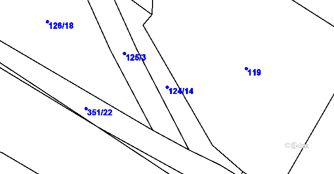 Parcela st. 124/14 v KÚ Vohančice, Katastrální mapa