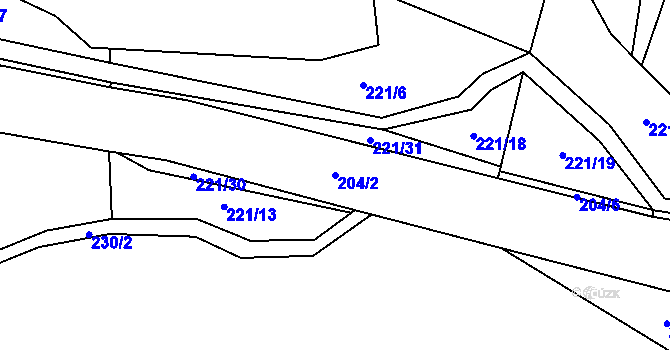 Parcela st. 204/2 v KÚ Vohančice, Katastrální mapa