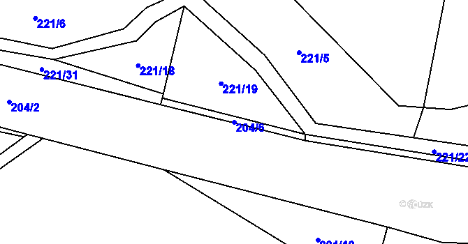 Parcela st. 204/6 v KÚ Vohančice, Katastrální mapa