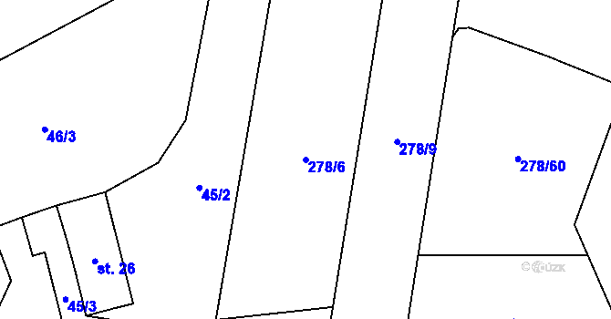 Parcela st. 278/6 v KÚ Vohančice, Katastrální mapa