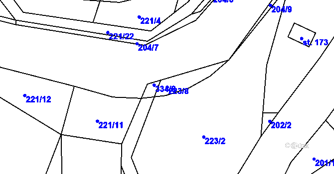 Parcela st. 223/8 v KÚ Vohančice, Katastrální mapa
