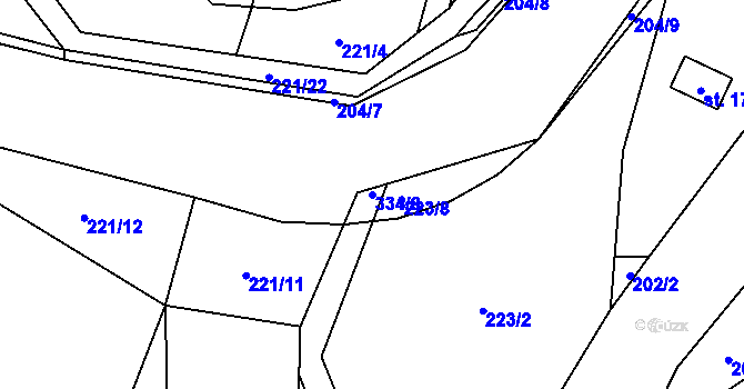 Parcela st. 334/8 v KÚ Vohančice, Katastrální mapa