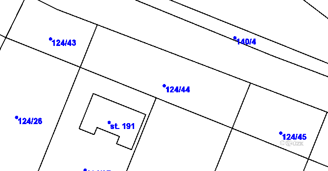 Parcela st. 124/44 v KÚ Vohančice, Katastrální mapa