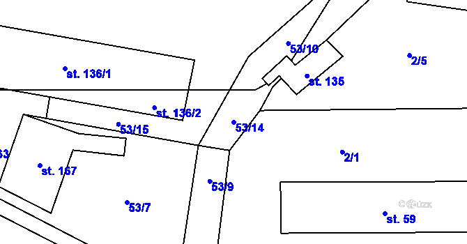 Parcela st. 53/14 v KÚ Vohančice, Katastrální mapa