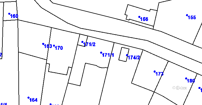 Parcela st. 171/1 v KÚ Vochov, Katastrální mapa