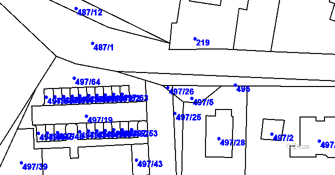 Parcela st. 497/26 v KÚ Vochov, Katastrální mapa