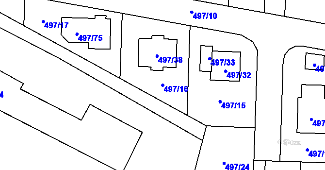 Parcela st. 497/16 v KÚ Vochov, Katastrální mapa