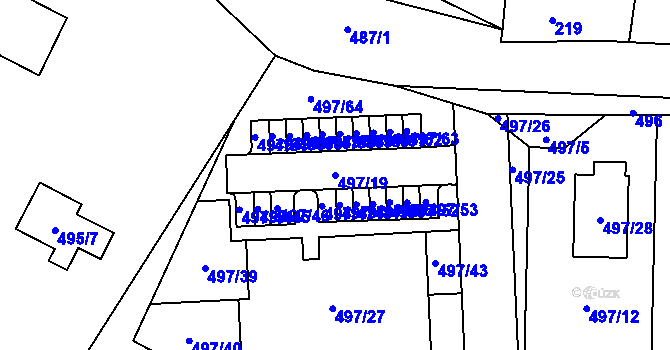 Parcela st. 497/19 v KÚ Vochov, Katastrální mapa