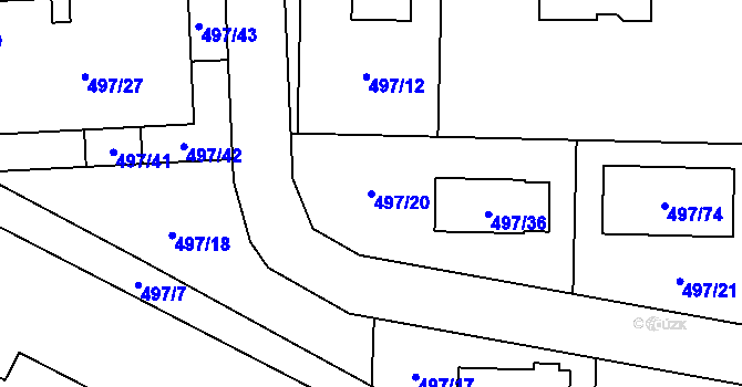 Parcela st. 497/20 v KÚ Vochov, Katastrální mapa