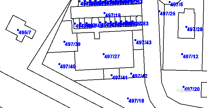 Parcela st. 497/27 v KÚ Vochov, Katastrální mapa