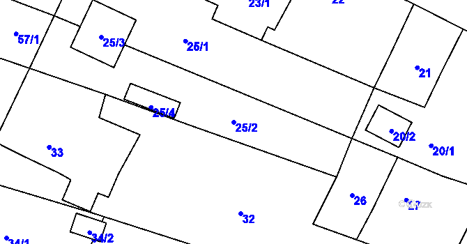 Parcela st. 25/2 v KÚ Vochov, Katastrální mapa