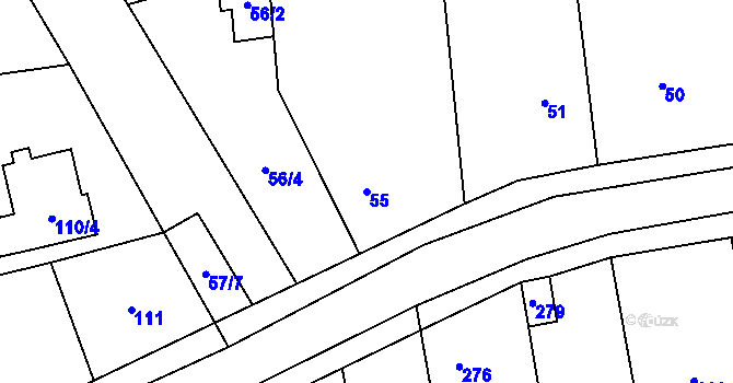 Parcela st. 55 v KÚ Vochov, Katastrální mapa