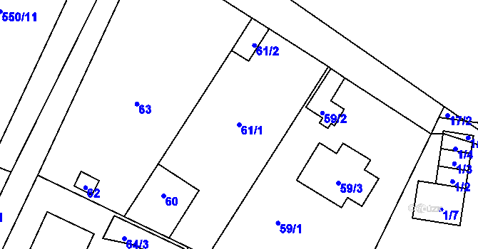 Parcela st. 61/1 v KÚ Vochov, Katastrální mapa