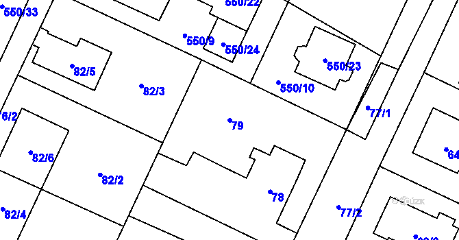 Parcela st. 79 v KÚ Vochov, Katastrální mapa