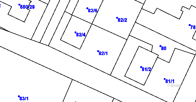 Parcela st. 82/1 v KÚ Vochov, Katastrální mapa