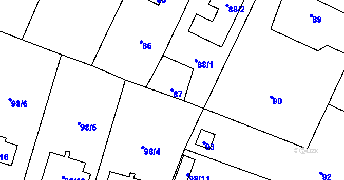 Parcela st. 87 v KÚ Vochov, Katastrální mapa