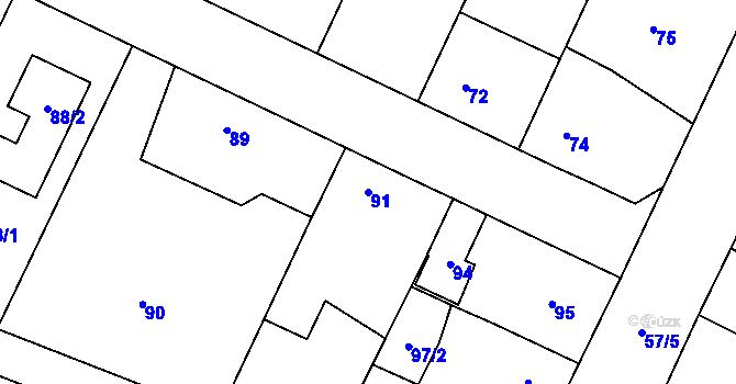 Parcela st. 91 v KÚ Vochov, Katastrální mapa